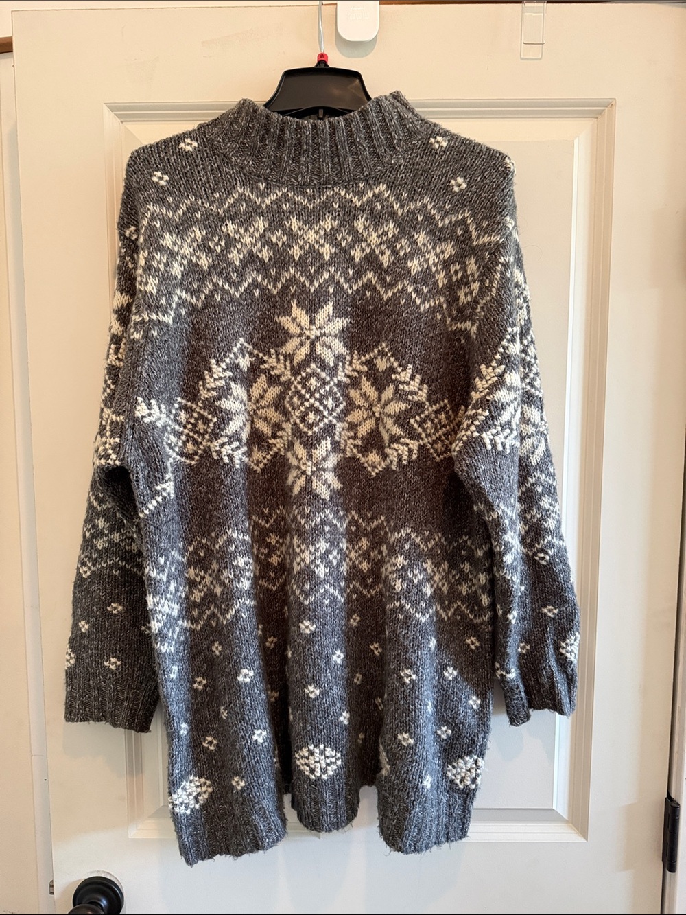 Vintage Venezia Jeans Oversized Cozy Grey & White Nordic Snowflake Sweater